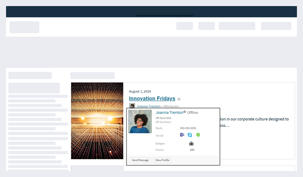 Online status displayed on a profile card.