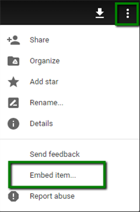 The Embed item... option.