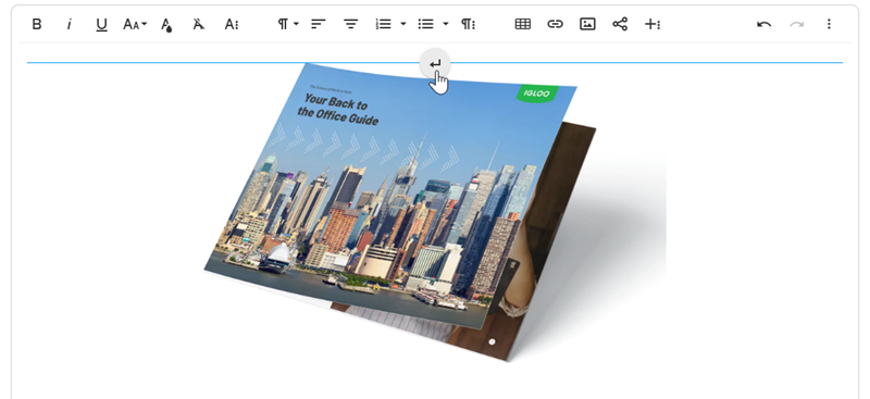 Inserting a line break above an image.