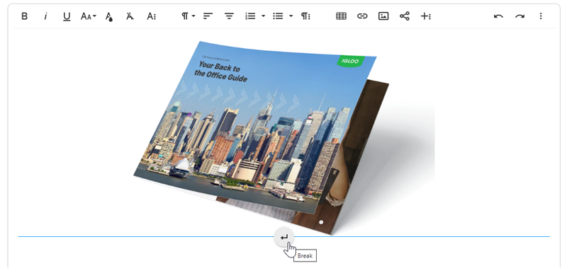 Inserting a line break below an image.