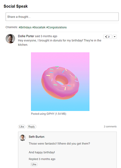 A microblog widget using the standard layout.
