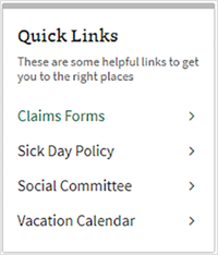 A links widget showing links in a column with chevron arrows.
