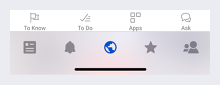 The Workgrid toolbar in the mobile app.