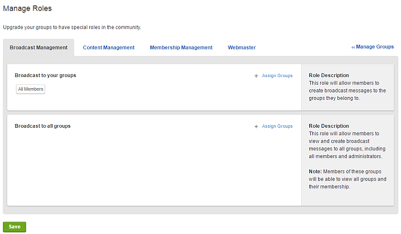 The Manage Roles page of a digital workplace.
