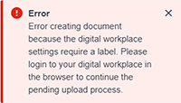 File Manager error indicating that a label is required.