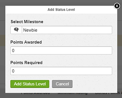 The Add Status Level interface.