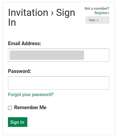 The sign in page for existing user accounts.