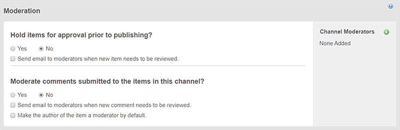 The moderation section of a channel.