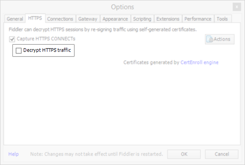 The Decrypt HTTPS traffic option.