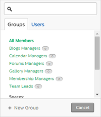 Selecting a group or user to apply an access rule to.