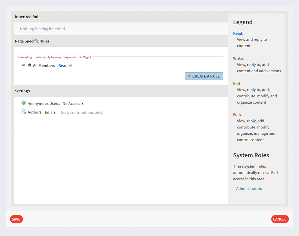 The Access page.