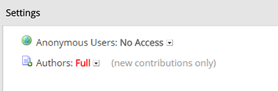 The Author access rule is found at the bottom of the Access page.