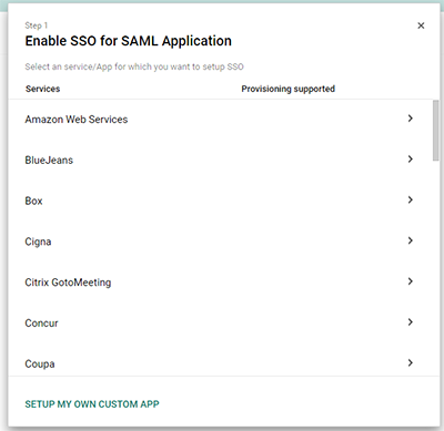 The Setup my own custom app option.