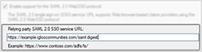 The service URL field.