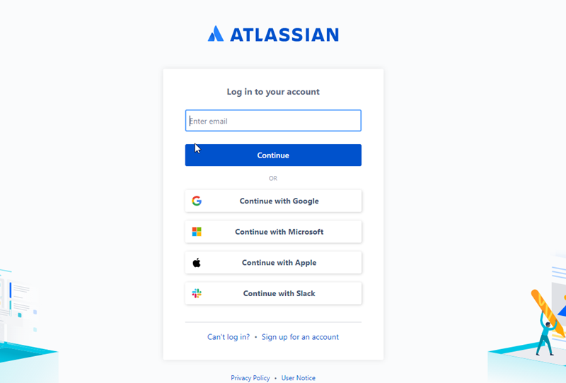 Prompt to authenticate to Atlassian.