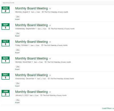 A feed of upcoming events.