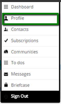 The Profile option in the user menu.