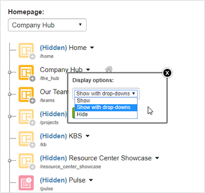 Selecting how content appears in navigation menus.