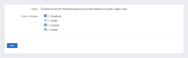 The social media sites page.