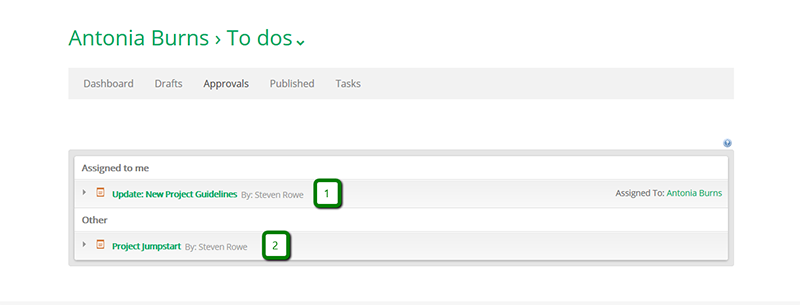 The Assigned to me and Other sections of the To dos page.