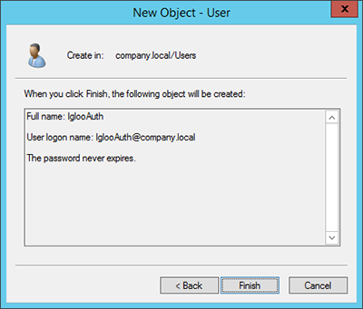 Completing user creation.