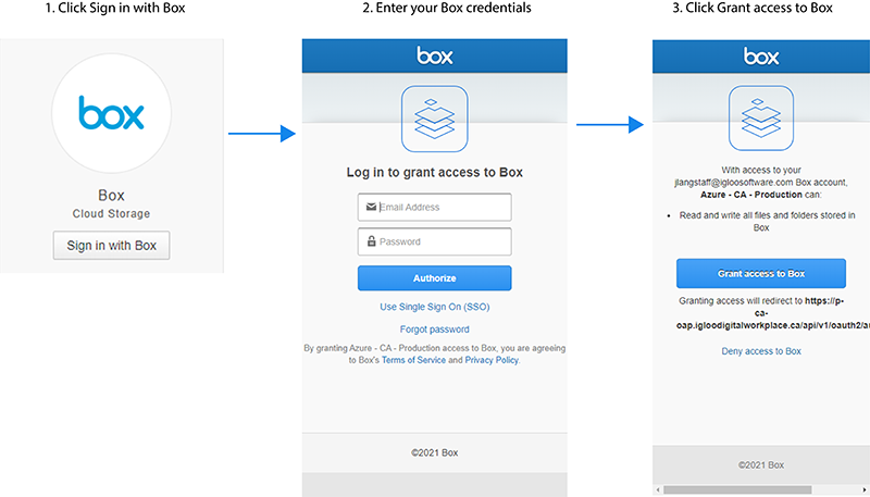 How to sign in to Box through the widget.