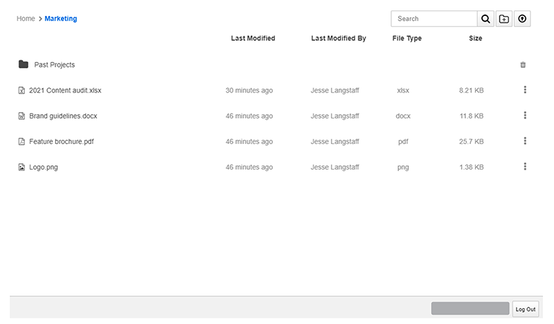 The OneDrive integration on a page.