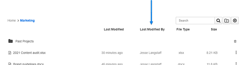 The Last Modified By column.