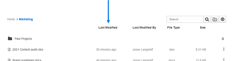 The Last Modified column.