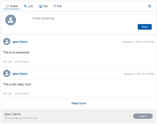 An example of the Salesforce Chatter integration.