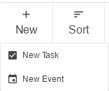 Select the new button to create a new task or event.
