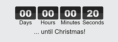 The countdown gadget showing 20s left until a Christmas event.