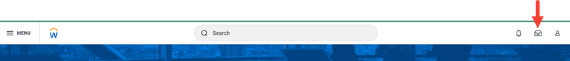 The mailbox icon at the top of Workday.