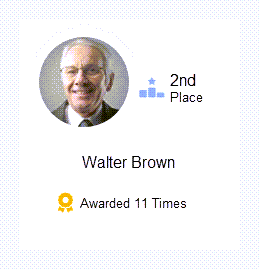 The My Rank widget showing Walter Brown in 2nd place with 11 awards.