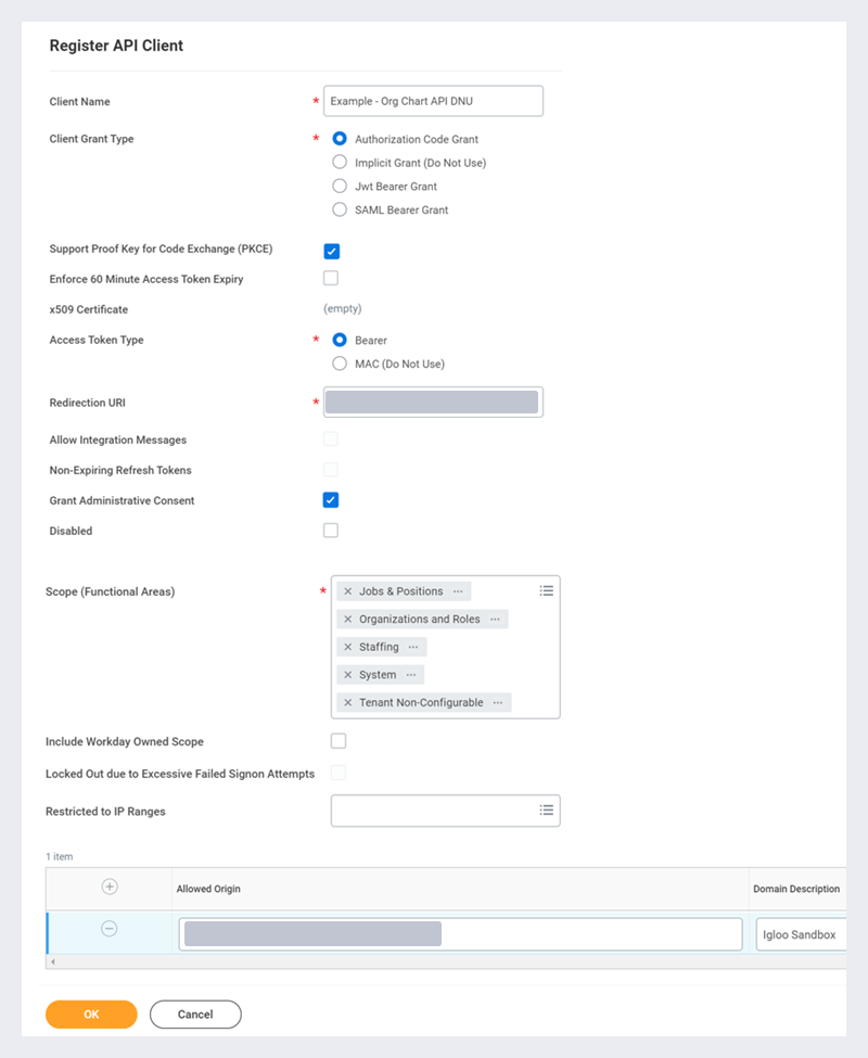 An example API client configuration.