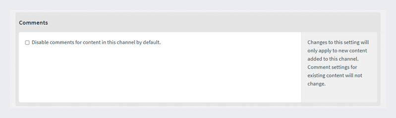 The turn comments off option on content at channel level.