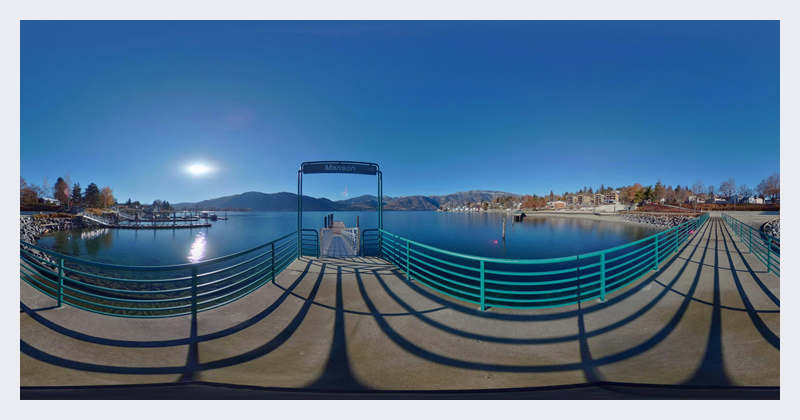 An equirectangular image of Lake Chelan