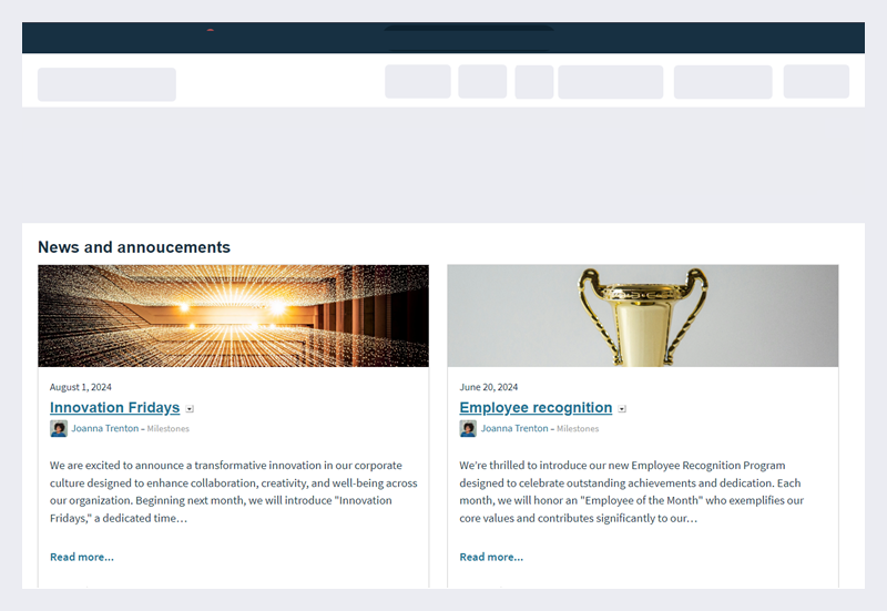 The Blog Articles widget on a page.