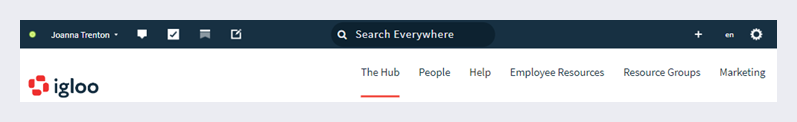 The logo appears at the top of pages in your digital workplace.