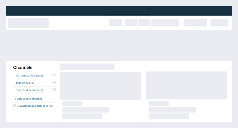 Channels widget on a page