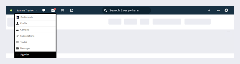 Userbar's sign out option.