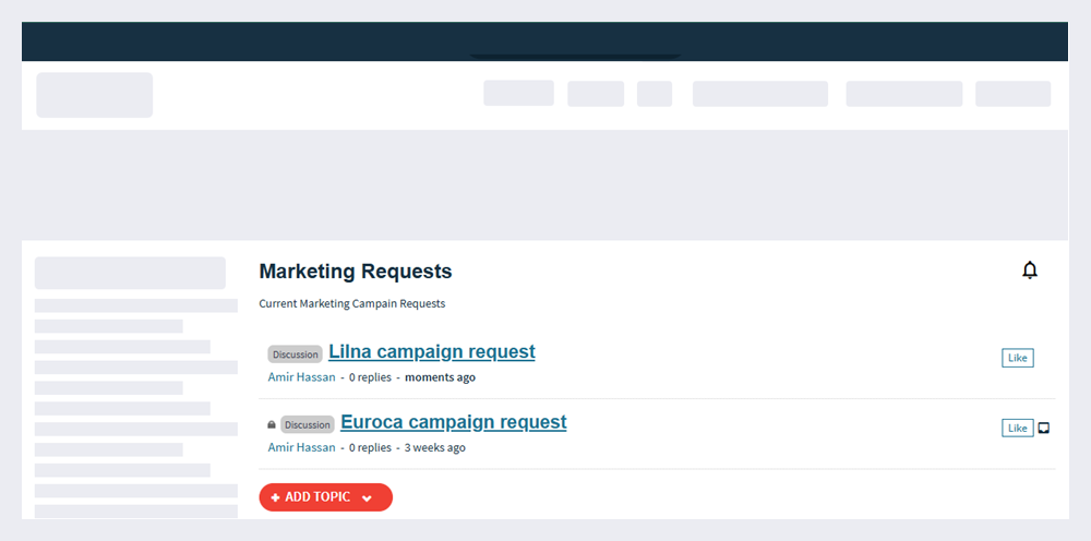 The Forum Topics widget on a page.