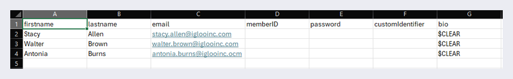Using $CLEAR in a field to remove its contents.