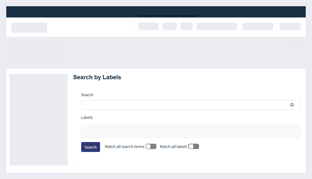 Search by Labels integration widget on a page.