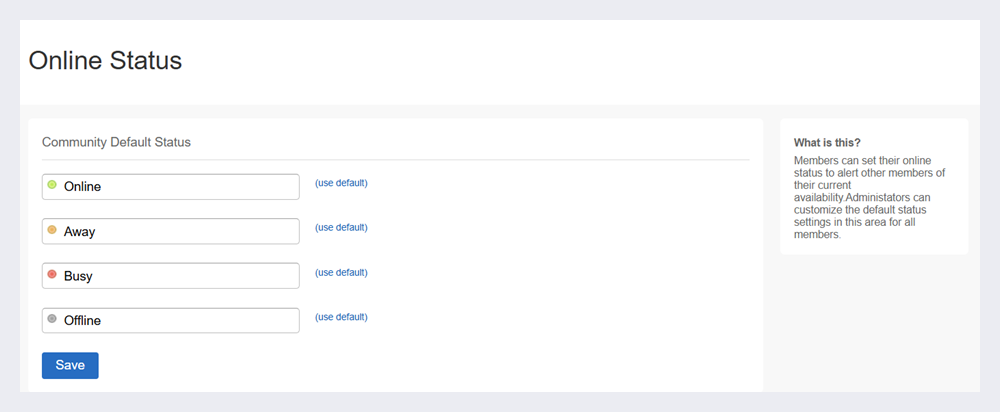 The Online Status page.