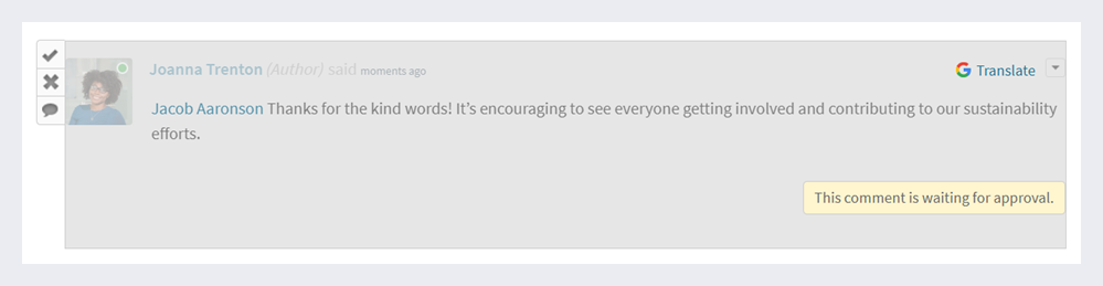 A comment waiting for moderation.