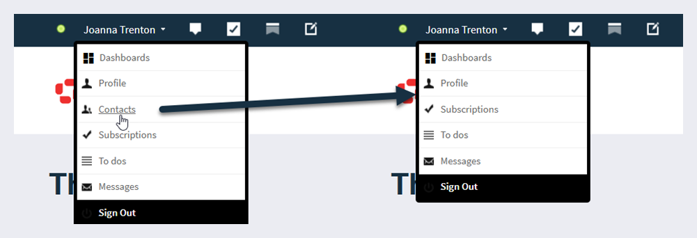 Removed Contacts from the Userbar's menu.