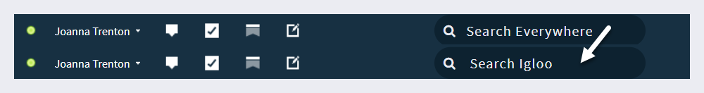 Userbar with search box without and with changed text.