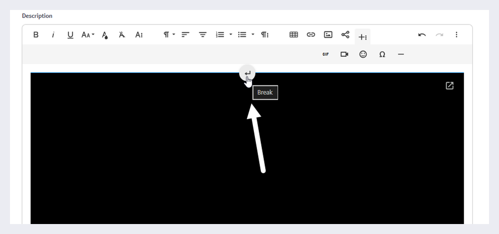 Adding a line break above a video.