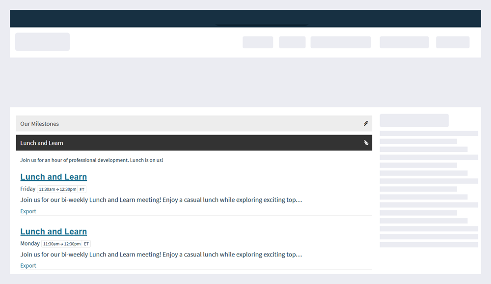 Accordion widget applied to blog widget and calendar widget. 
